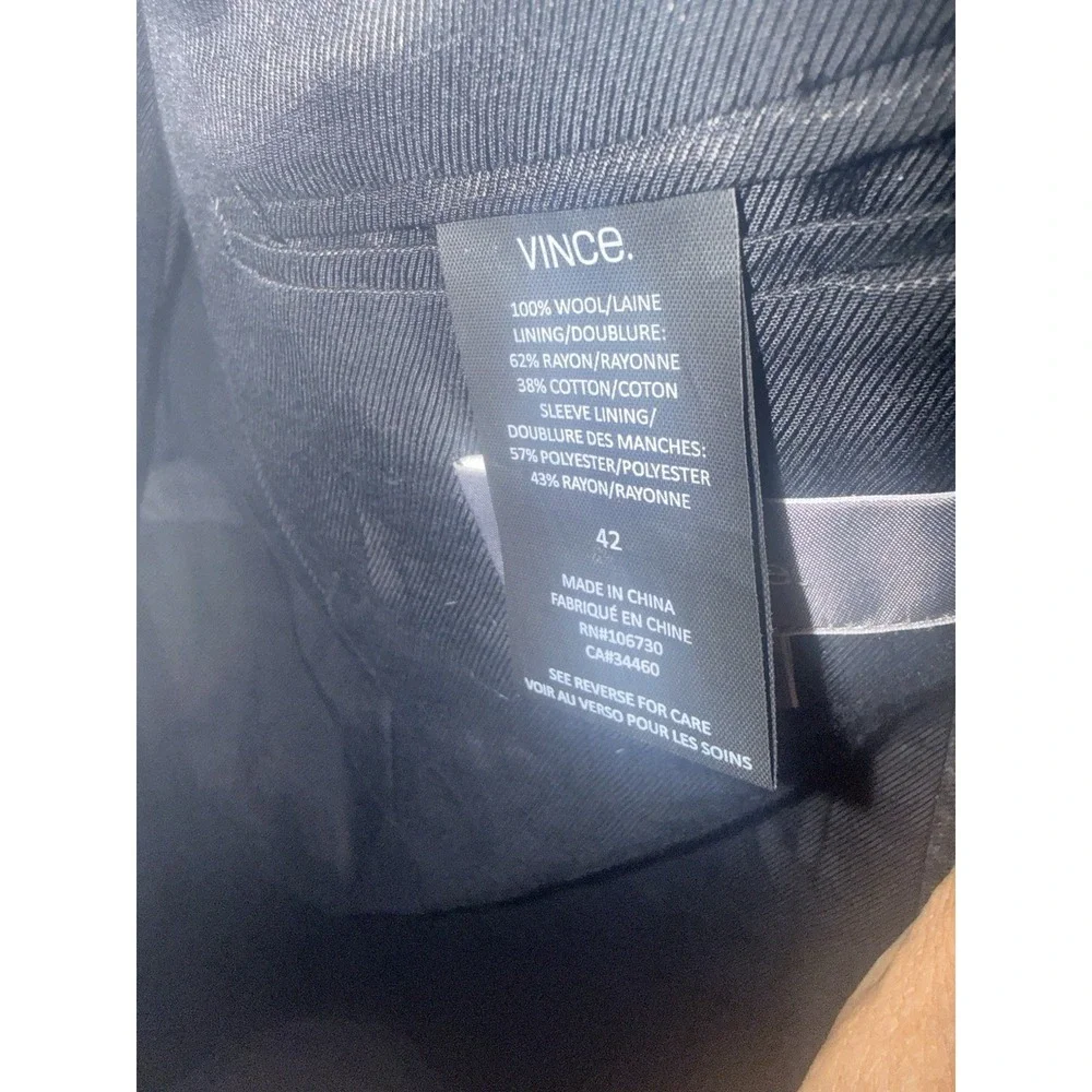 Vince Sport Coat 42 R Mens Navy‎ Blue Plaid Unstructured Wool Slim Blazer